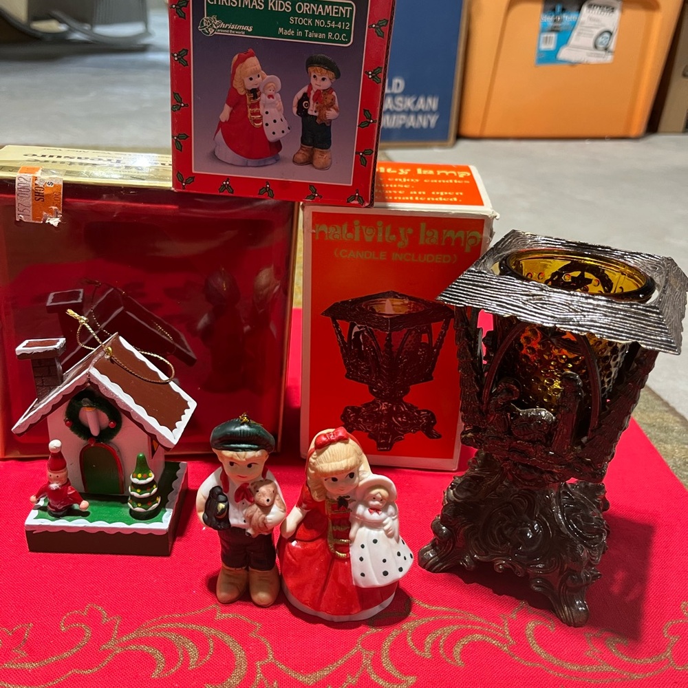 Charming Holiday Ornament Set with Red and Green Details